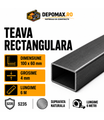Teava rectangulara 100 x 60 x 4 mm, 6 metri